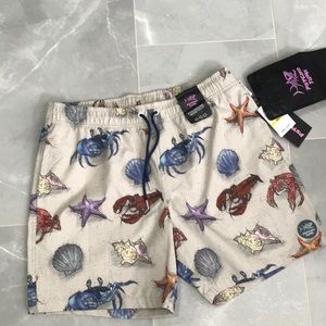 Psycho Tuna Swim Trunk Pool Cloud Cream Bottom Feeders Size M